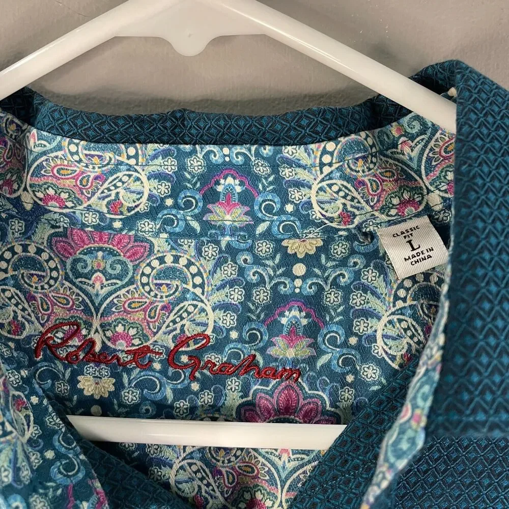 Robert Graham Mens L Classic Fit Geometric Pattern Paisley Cuff Long Sleeve - Picture 2 of 7